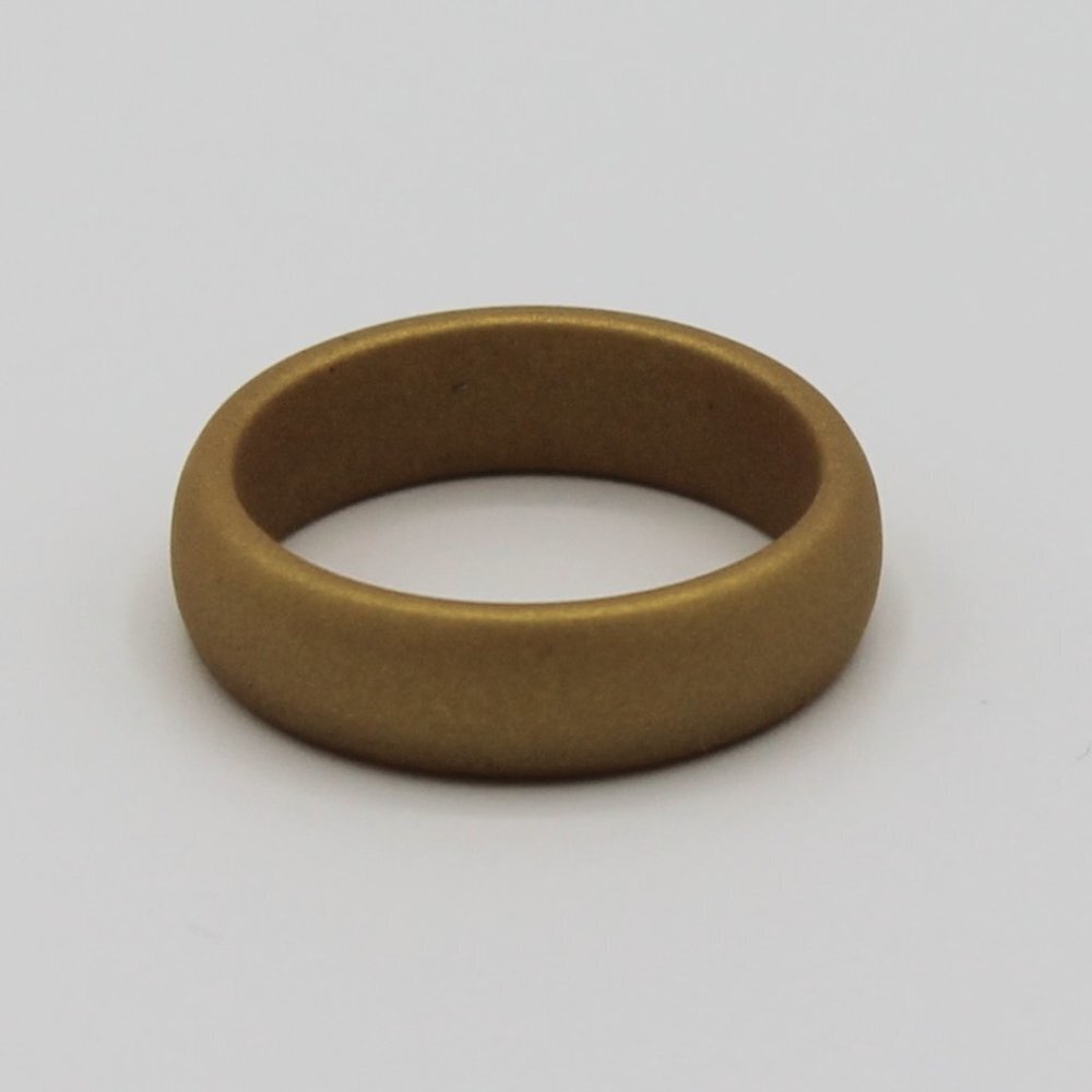 Jewelry ring band silicone 6mm wide gold color fashion sport comfortable new